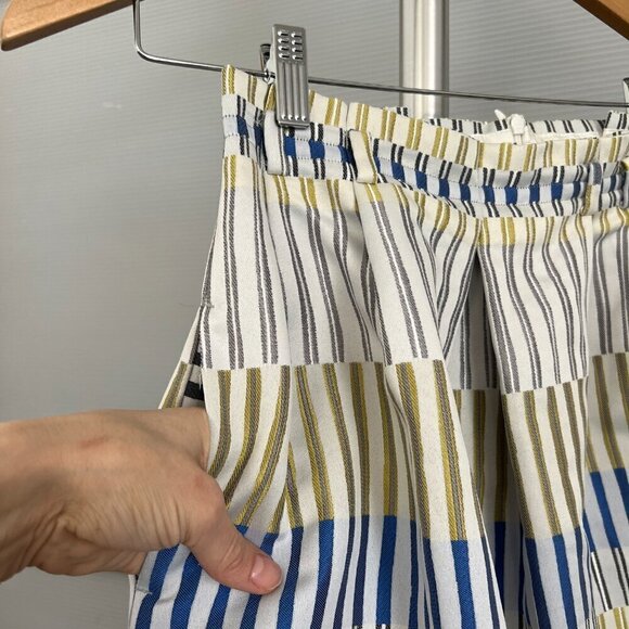Massimo Dutti Geometric Jacquard Stripe Pockets Box Pleat A-Line Mini Skirt Sz 4 - Picture 5 of 15